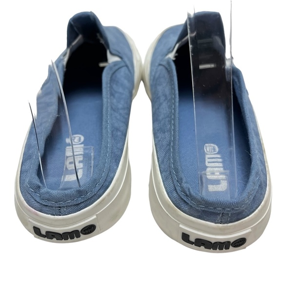 LAM Blue Canvas White Wall Loafers Slip On Mules Flats Casual Shoes sz 7.5 - Picture 6 of 16